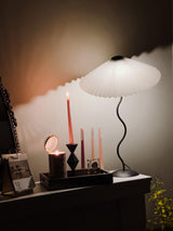 Modern Pleated Fabric Table Lamp with Nordic Wavy Metal Stem for Bedroom Living Room