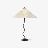 Modern Pleated Fabric Table Lamp with Nordic Wavy Metal Stem for Bedroom Living Room