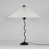 Modern Pleated Fabric Table Lamp with Nordic Wavy Metal Stem for Bedroom Living Room