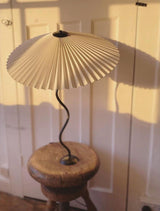 Modern Pleated Fabric Table Lamp with Nordic Wavy Metal Stem for Bedroom Living Room