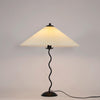 Modern Pleated Fabric Table Lamp with Nordic Wavy Metal Stem for Bedroom Living Room