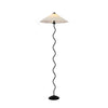Modern Wavy Squiggle Tall Floor Lamp with Pleated Fabric Shade and Metal Base