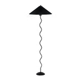 Modern Wavy Squiggle Tall Floor Lamp with Pleated Fabric Shade and Metal Base