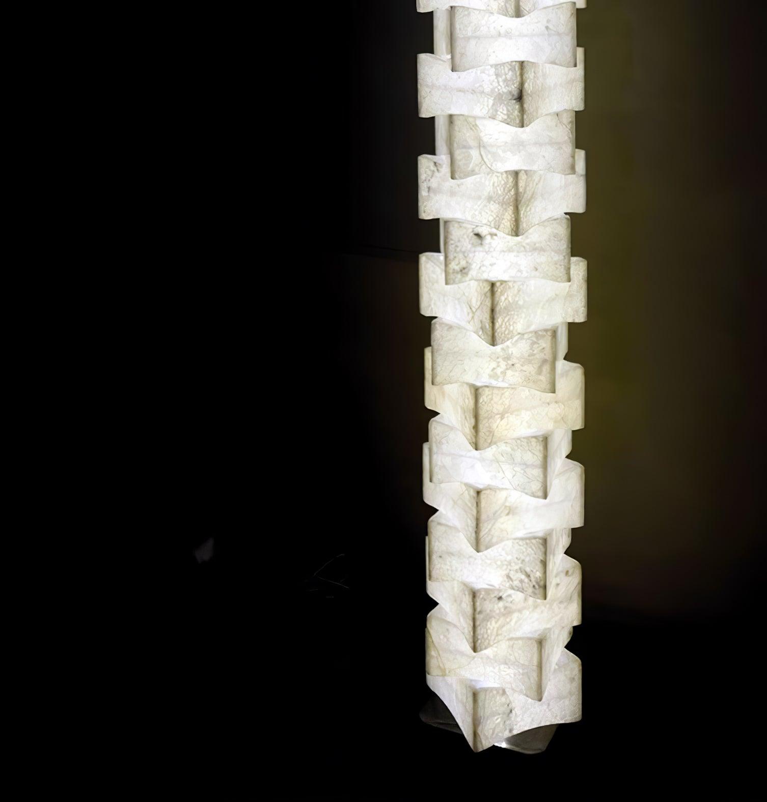 Modern Stacked Alabaster Squares Standing Floor Lamp with Integrated LED Lighting