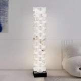 Modern Stacked Alabaster Squares Standing Floor Lamp with Integrated LED Lighting