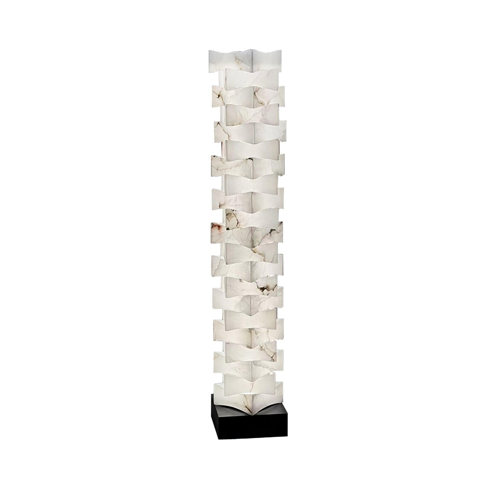 Modern Stacked Alabaster Squares Standing Floor Lamp with Integrated LED Lighting