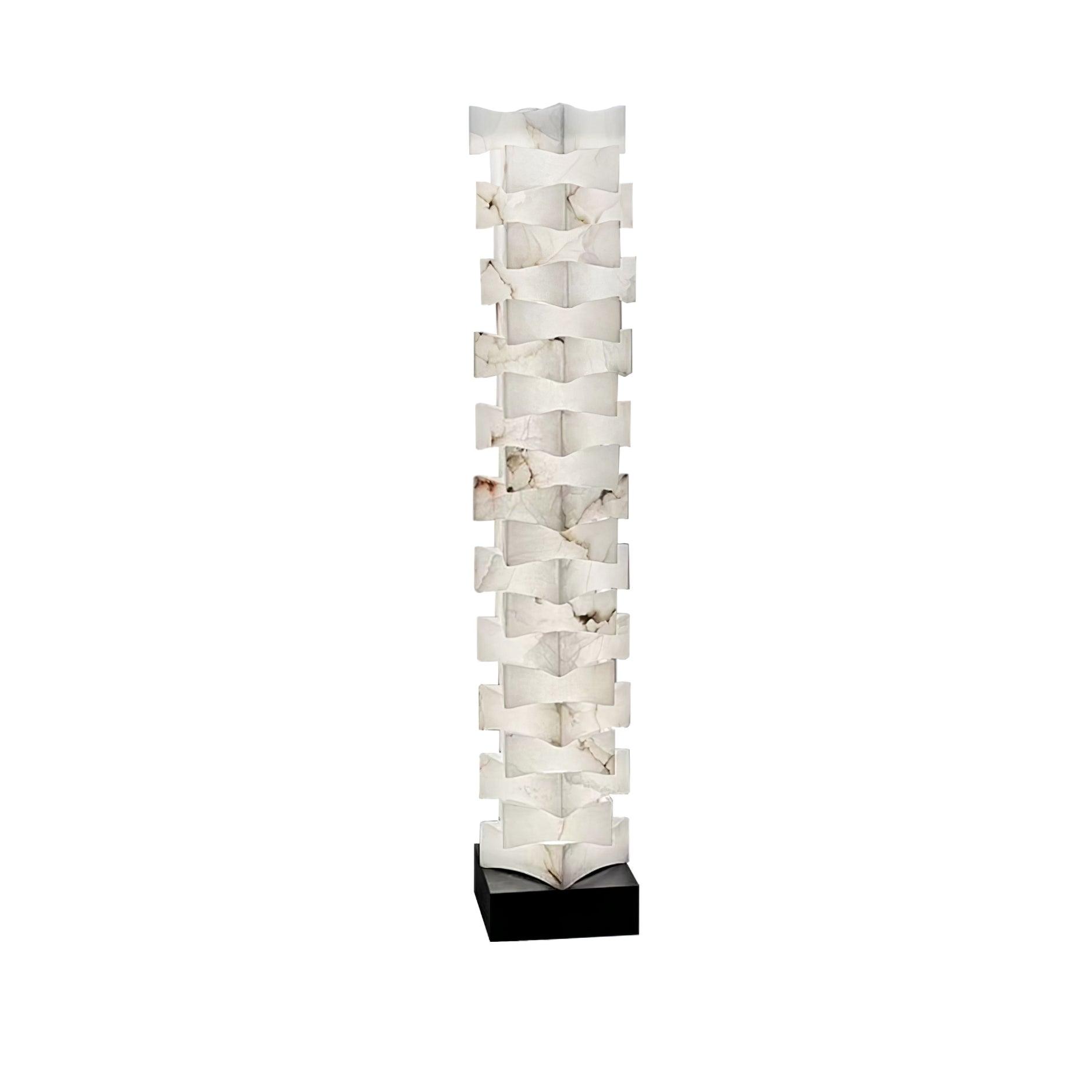 Modern Stacked Alabaster Squares Standing Floor Lamp with Integrated LED Lighting
