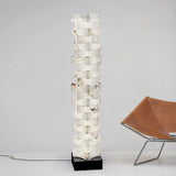 Modern Stacked Alabaster Squares Standing Floor Lamp with Integrated LED Lighting