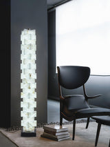 Modern Stacked Alabaster Squares Standing Floor Lamp with Integrated LED Lighting