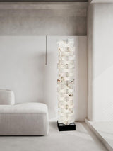 Modern Stacked Alabaster Squares Standing Floor Lamp with Integrated LED Lighting