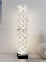 Modern Stacked Alabaster Squares Standing Floor Lamp with Integrated LED Lighting