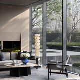 Modern Stacked Alabaster Squares Standing Floor Lamp with Integrated LED Lighting