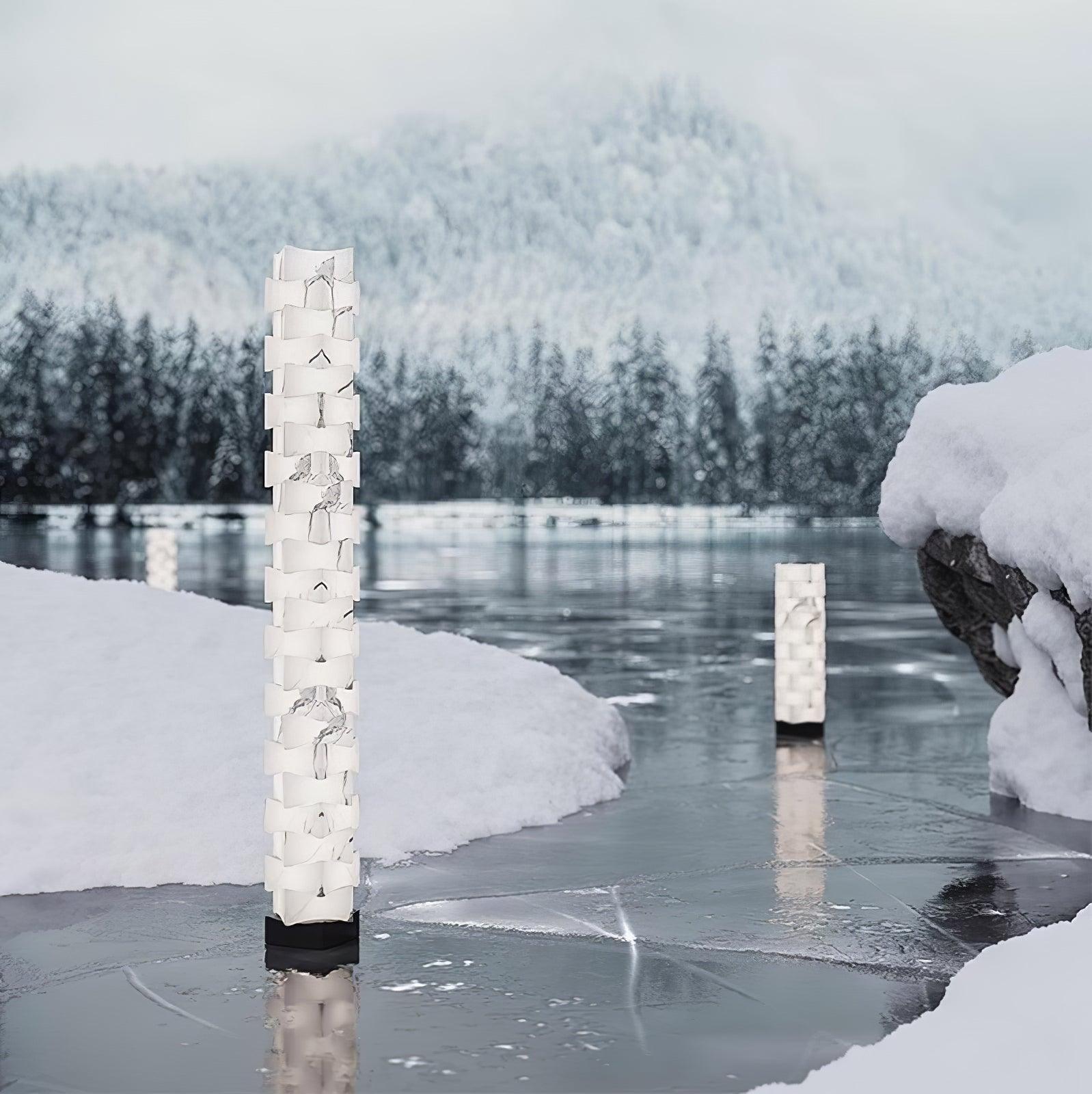 Modern Stacked Alabaster Squares Standing Floor Lamp with Integrated LED Lighting