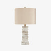 Modern Stacked Alabaster Stone Table Lamp with Rectangular Fabric Shade