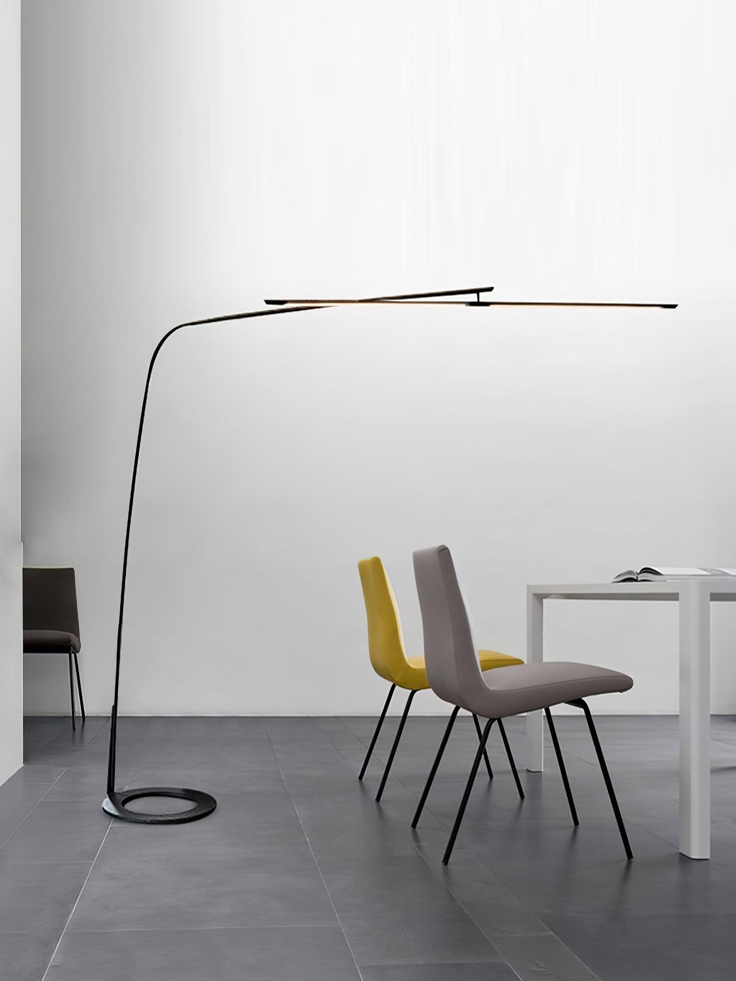 Modern Stealth LED Arc Floor Lamp with Rotating Arm for Minimalist Living Room Decor