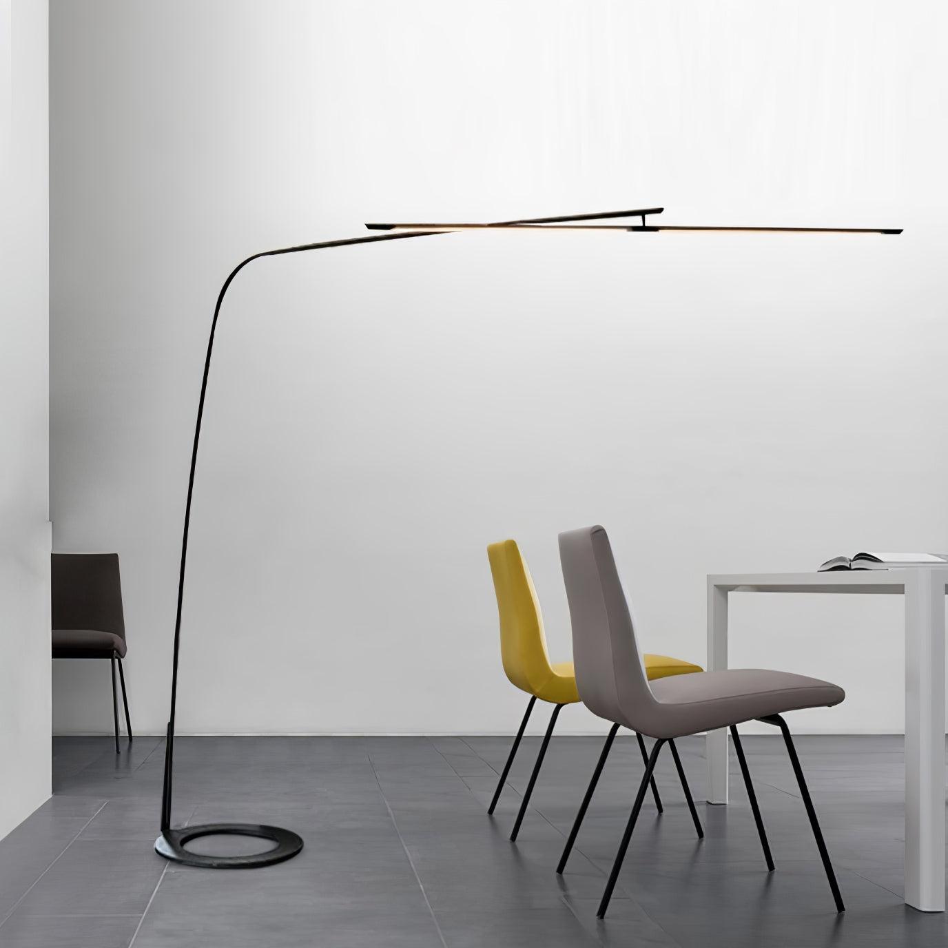 Modern Stealth LED Arc Floor Lamp with Rotating Arm for Minimalist Living Room Decor