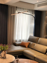 Modern Stealth LED Arc Floor Lamp with Rotating Arm for Minimalist Living Room Decor