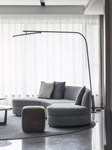 Modern Stealth LED Arc Floor Lamp with Rotating Arm for Minimalist Living Room Decor