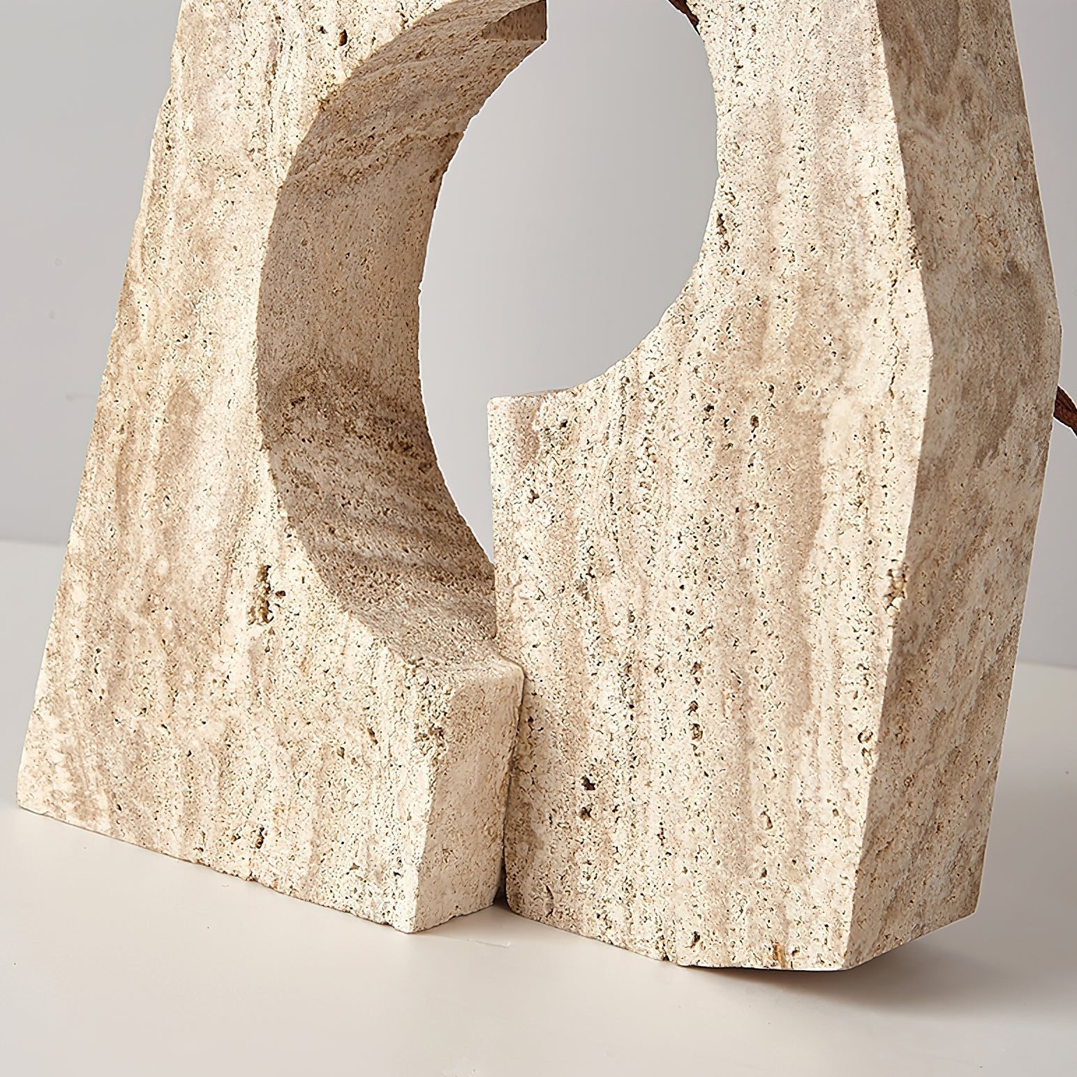 Natural Yellow Travertine Pillar Table Lamp with White Fabric Shade for Modern Interior Decor