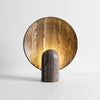 Modern Travertine Stone Eclipse Table Lamp Minimalist Circular Nightstand Lighting
