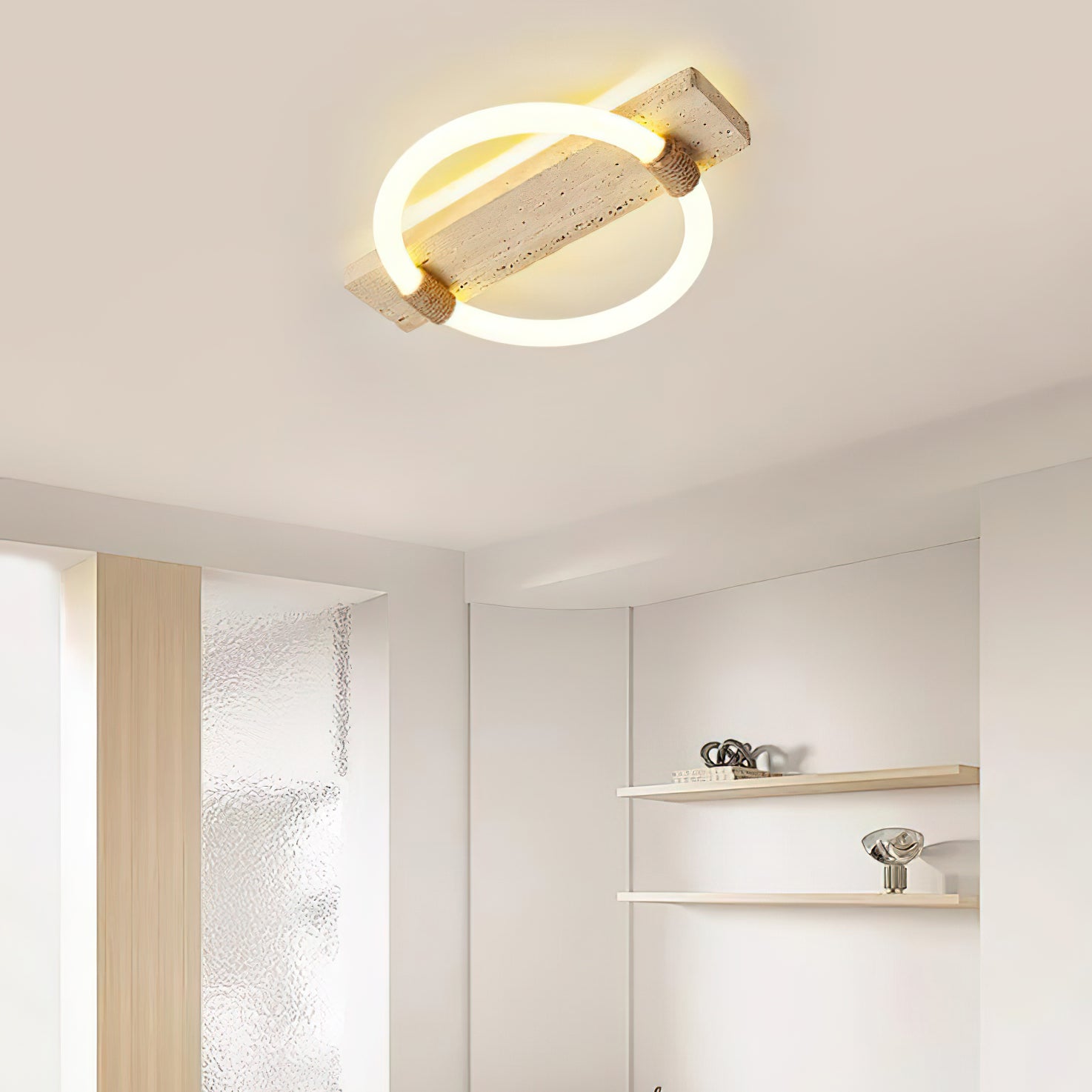 Natural Yellow Travertine LED Ceiling Lamp and Wall Sconce Flush Mount Lighting