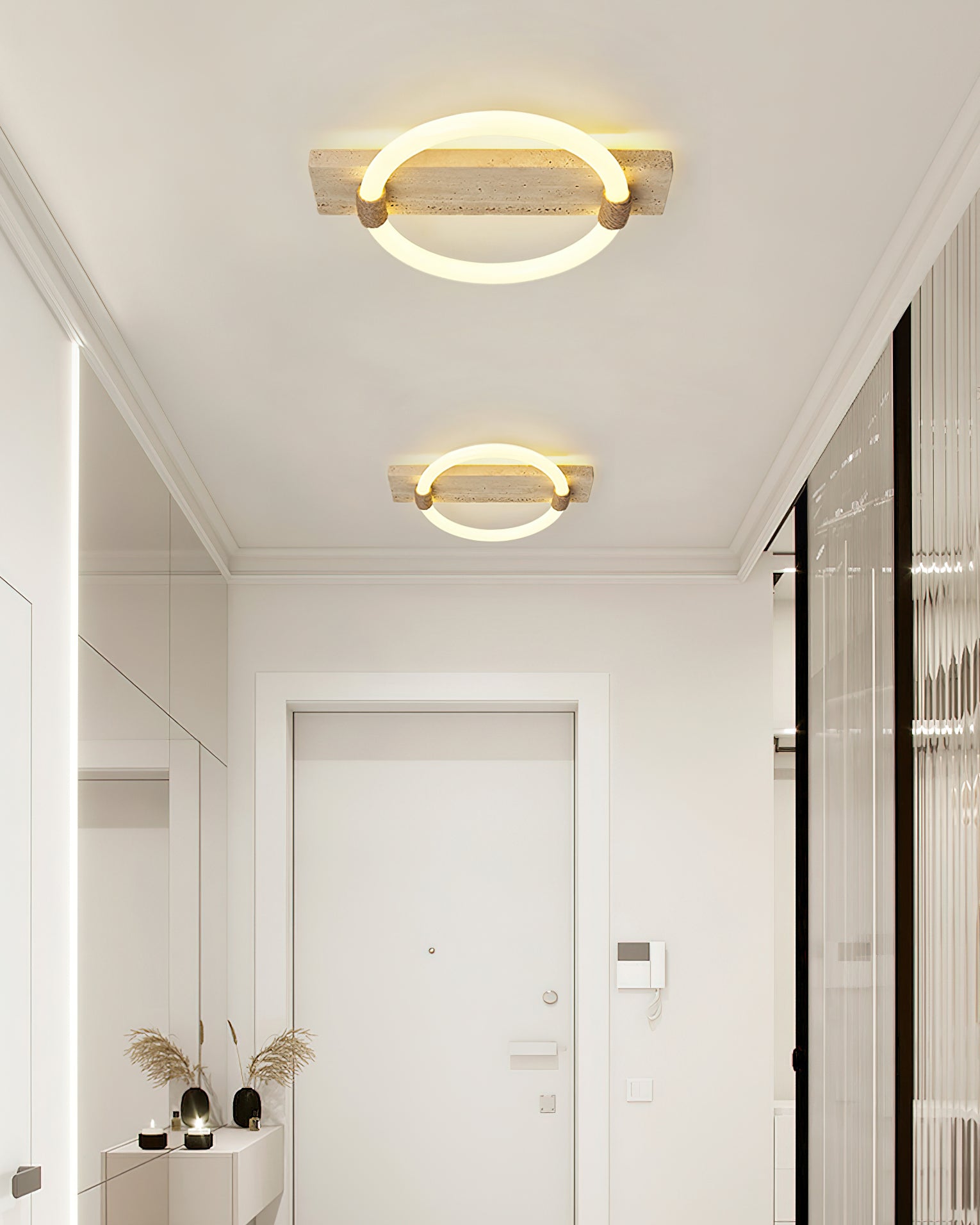 Natural Yellow Travertine LED Ceiling Lamp and Wall Sconce Flush Mount Lighting