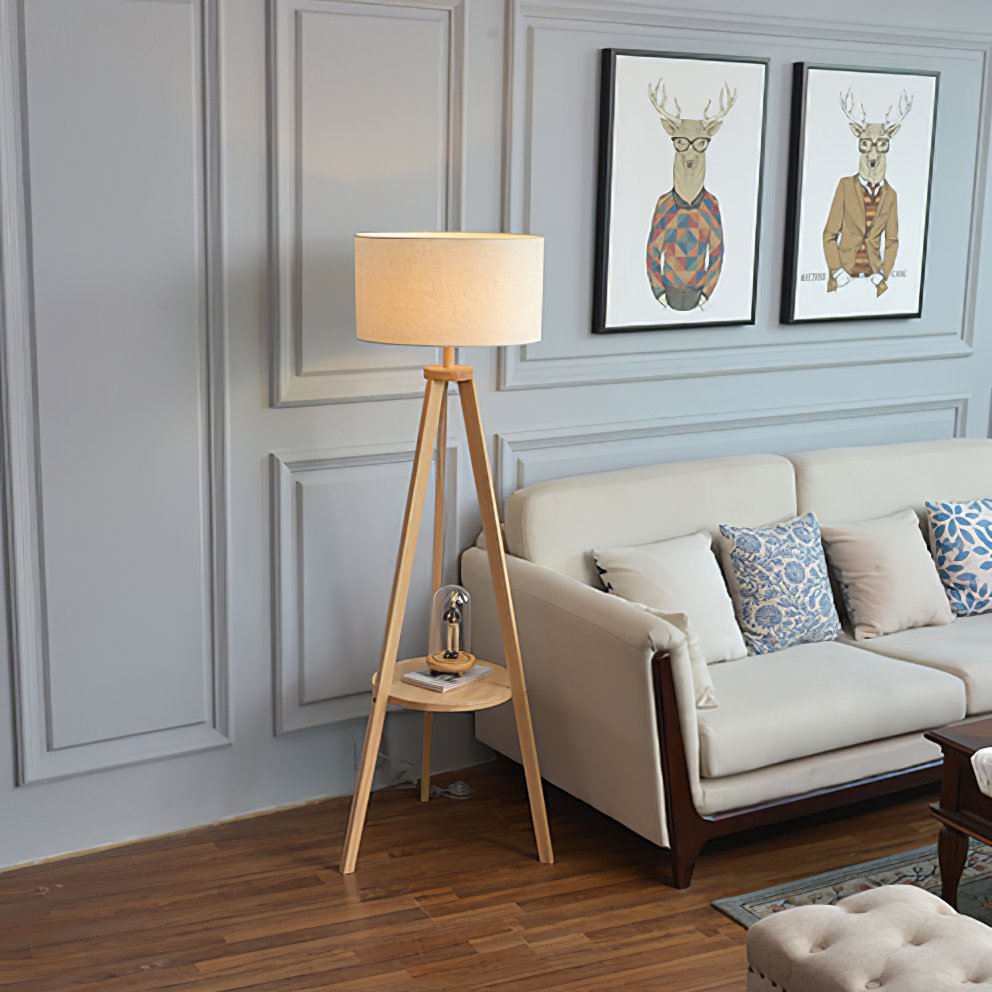 modern-ash-wood-floor-lamp-with-integrated-storage-table-and-white-fabric-shade