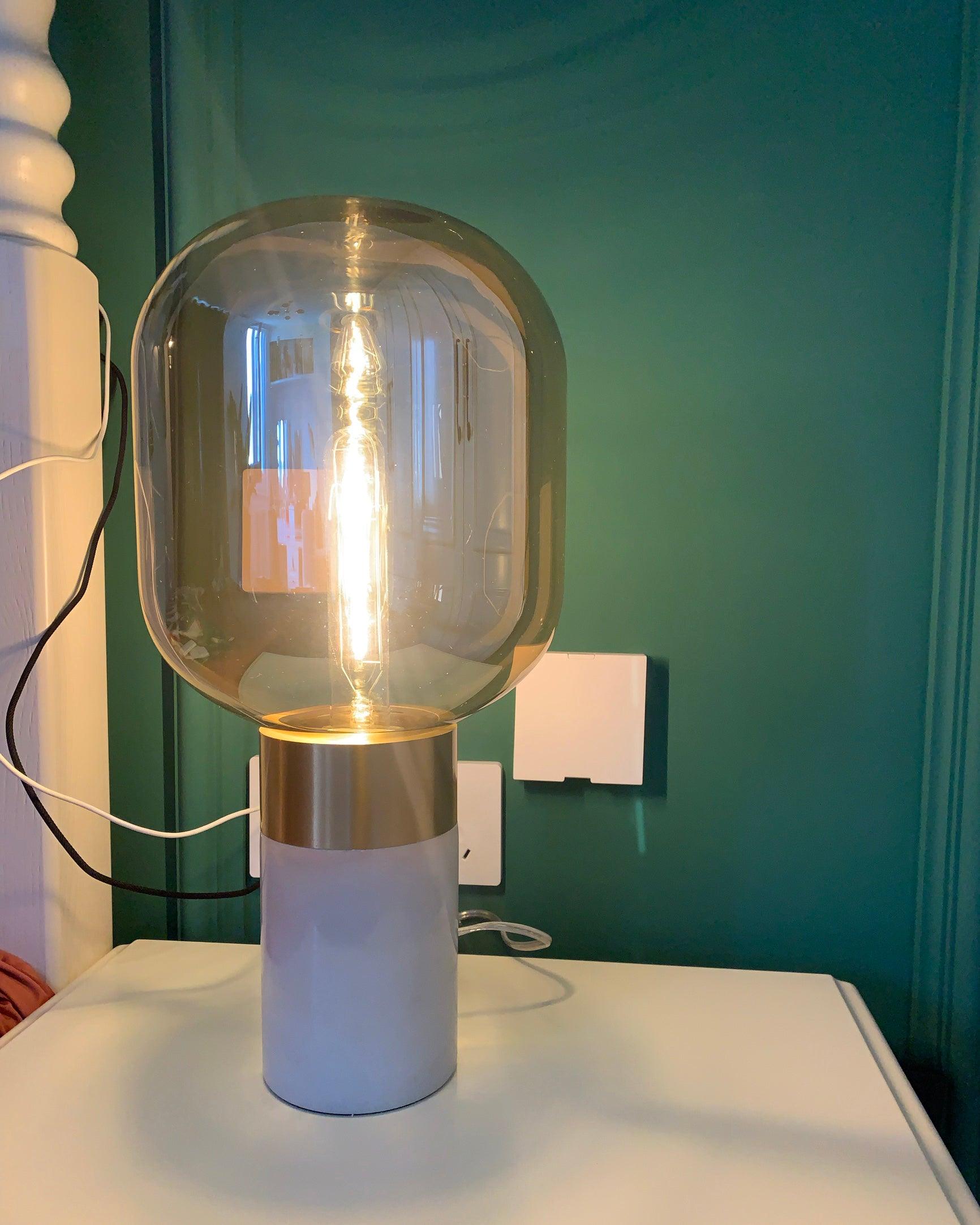 Storm Marble and Glass Table Lamp with Gold Finish for Modern Interior Lighting