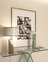 Streamline Modern Gold Marble Table Lamp with Champagne Fabric Shade and White Lacquered Base