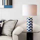 modern-navy-striped-wave-ceramic-table-lamp-with-cream-cotton-drum-shade-for-bedroom