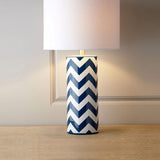 modern-navy-striped-wave-ceramic-table-lamp-with-cream-cotton-drum-shade-for-bedroom