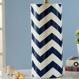 modern-navy-striped-wave-ceramic-table-lamp-with-cream-cotton-drum-shade-for-bedroom