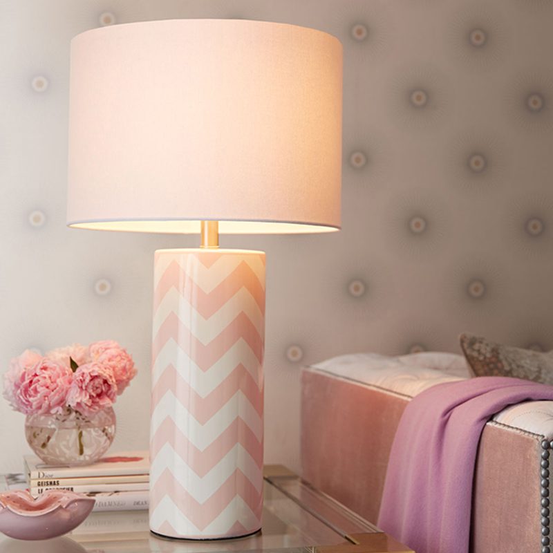 modern-navy-striped-wave-ceramic-table-lamp-with-cream-cotton-drum-shade-for-bedroom