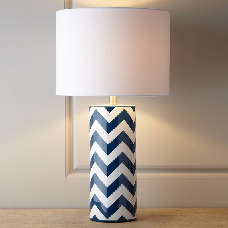 modern-navy-striped-wave-ceramic-table-lamp-with-cream-cotton-drum-shade-for-bedroom