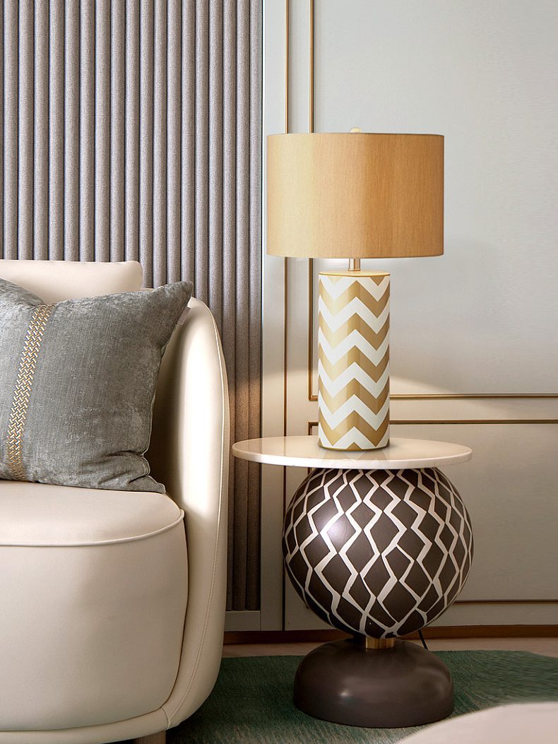 modern-navy-striped-wave-ceramic-table-lamp-with-cream-cotton-drum-shade-for-bedroom