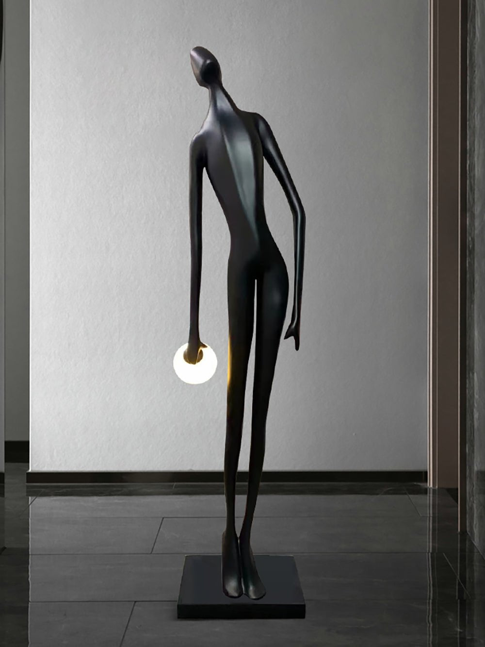 abstract-humanoid-figure-sculpture-floor-lamp-with-minimalist-ring-light-globe