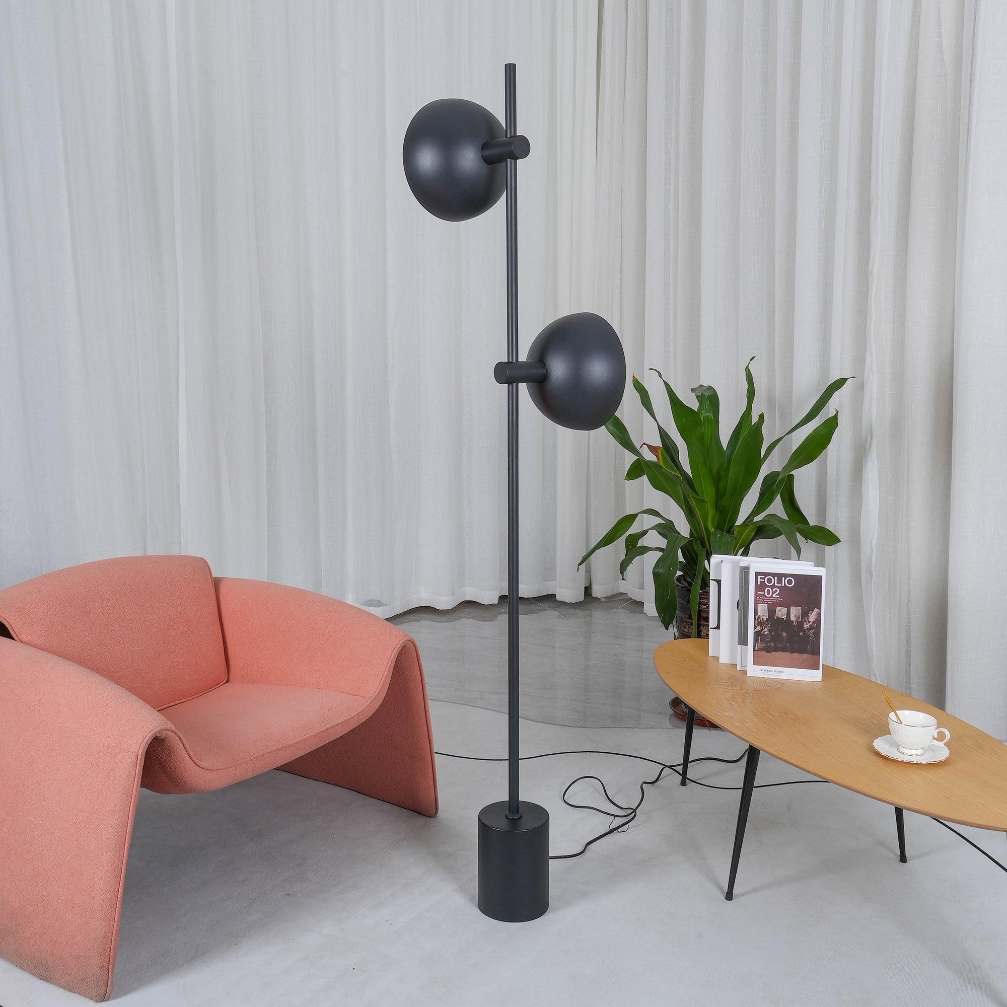 Modern Photographer Studio Standing Floor Lamp with Dual White Glass Shades