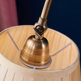 Traditional Antique Brass Table Lamp with Pleated Cream Shade and Adjustable Height