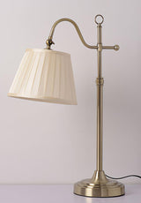 Traditional Antique Brass Table Lamp with Pleated Cream Shade and Adjustable Height