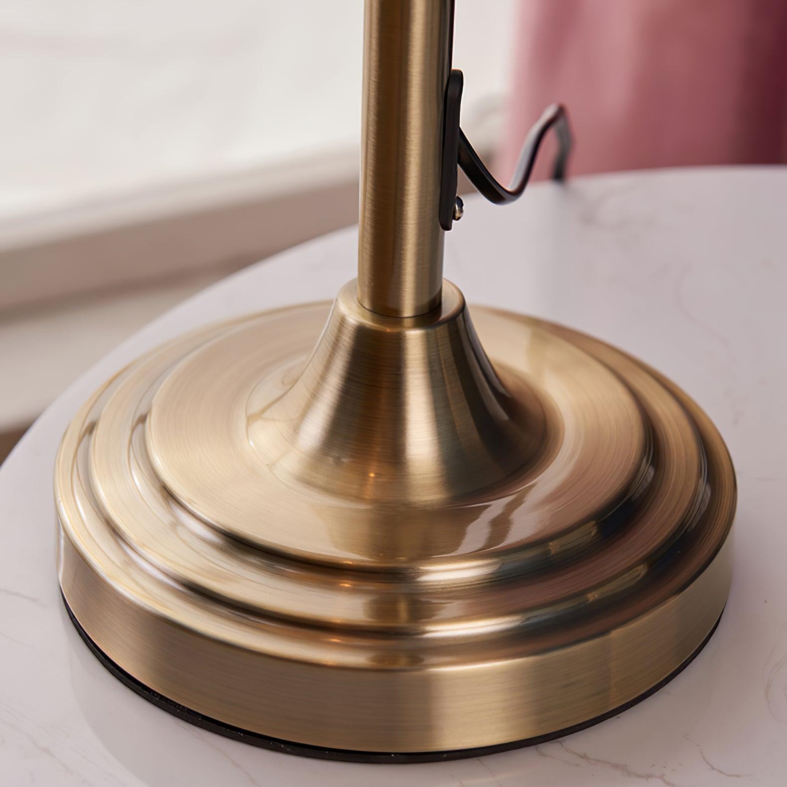 Traditional Antique Brass Table Lamp with Pleated Cream Shade and Adjustable Height