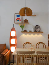 Modern Coastal Teak Wood Surfboard LED Floor Lamp with Marble Base