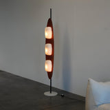 Modern Coastal Teak Wood Surfboard LED Floor Lamp with Marble Base