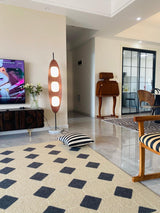 Modern Coastal Teak Wood Surfboard LED Floor Lamp with Marble Base