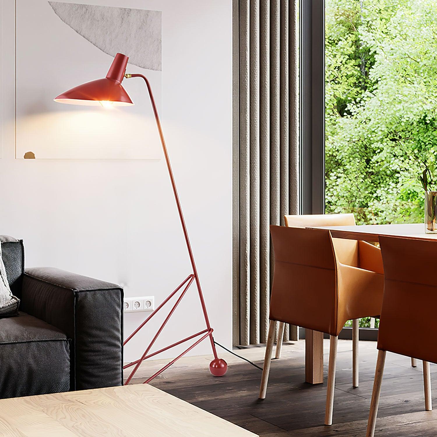 Modern Minimalist Geometric Metal Standing Lamp with Adjustable Shade for Reading