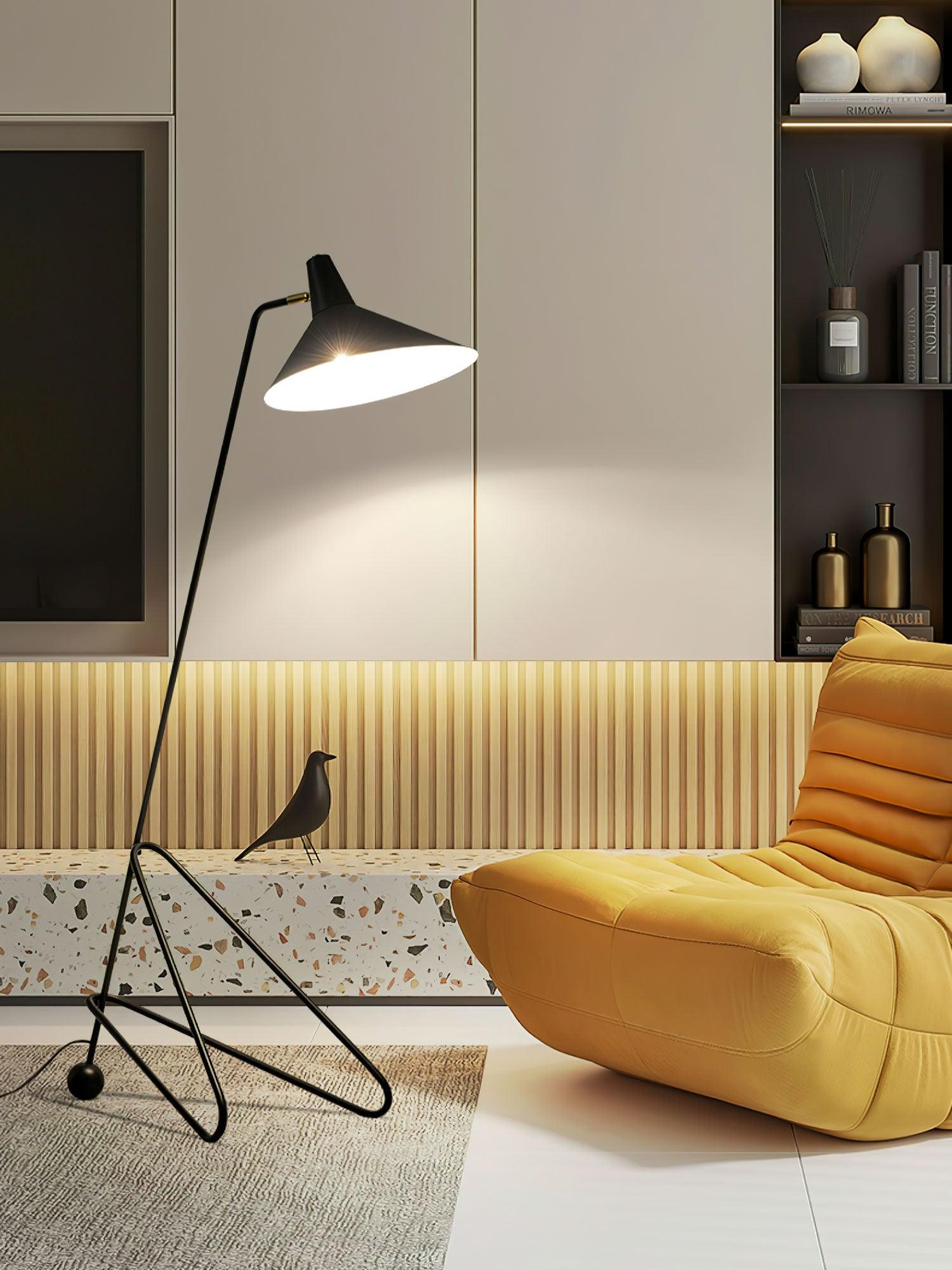 Modern Minimalist Geometric Metal Standing Lamp with Adjustable Shade for Reading