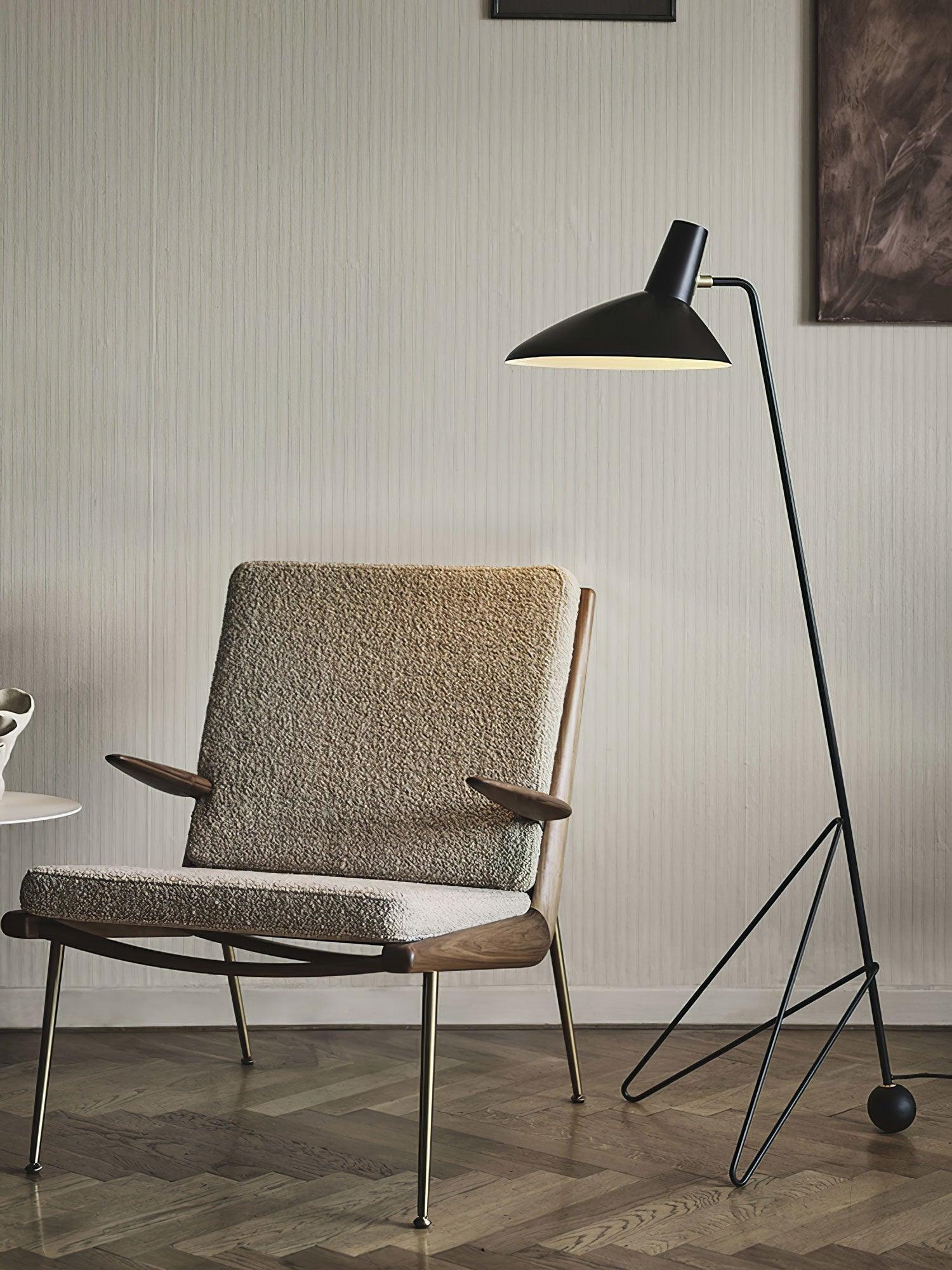 Modern Minimalist Geometric Metal Standing Lamp with Adjustable Shade for Reading