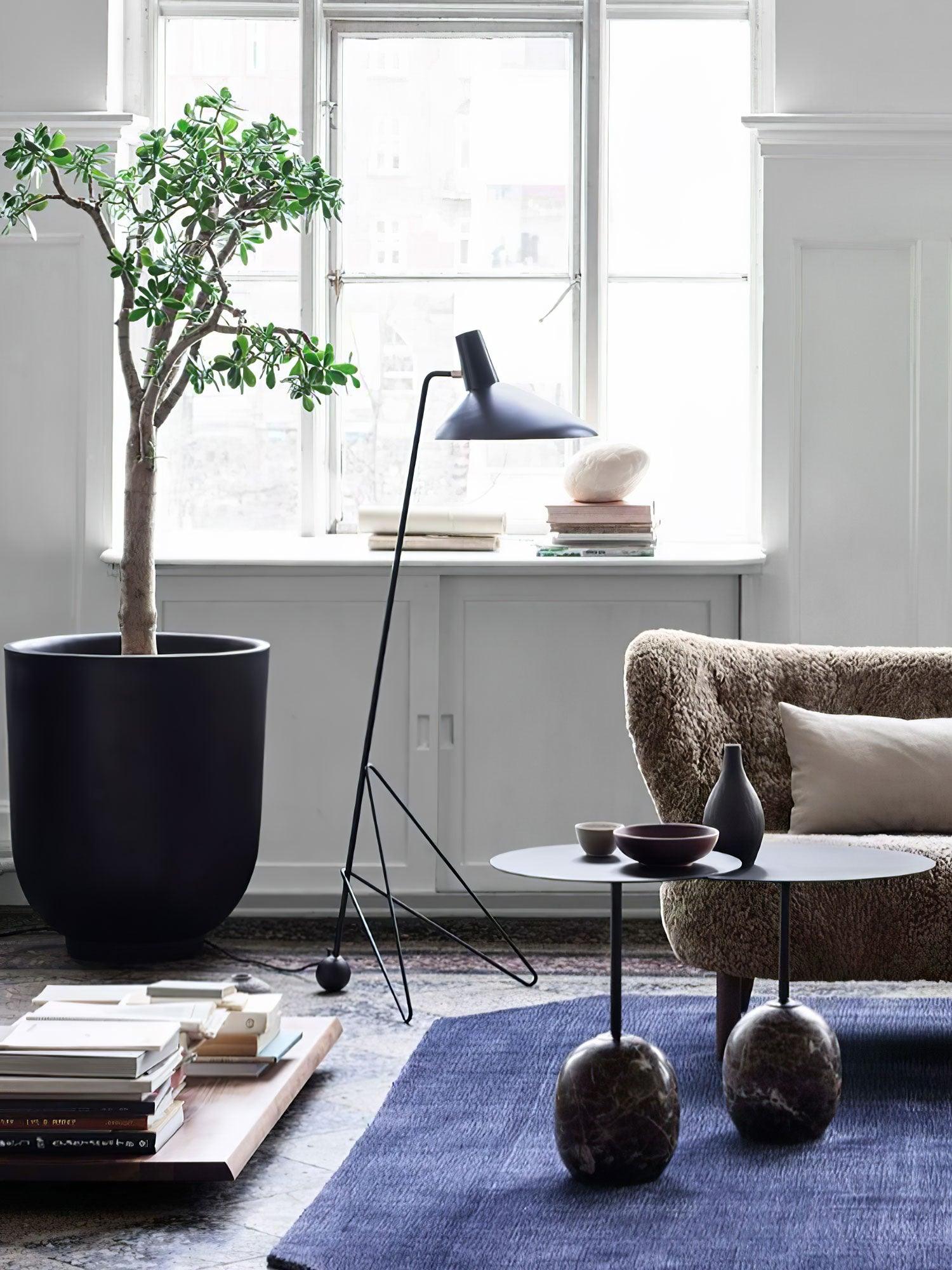 Modern Minimalist Geometric Metal Standing Lamp with Adjustable Shade for Reading