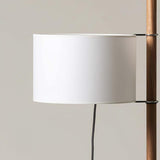 Modern Slim Silhouette Floor Lamp with Geometric Wood Base and White Fabric Shade