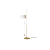 Modern Slim Silhouette Floor Lamp with Geometric Wood Base and White Fabric Shade
