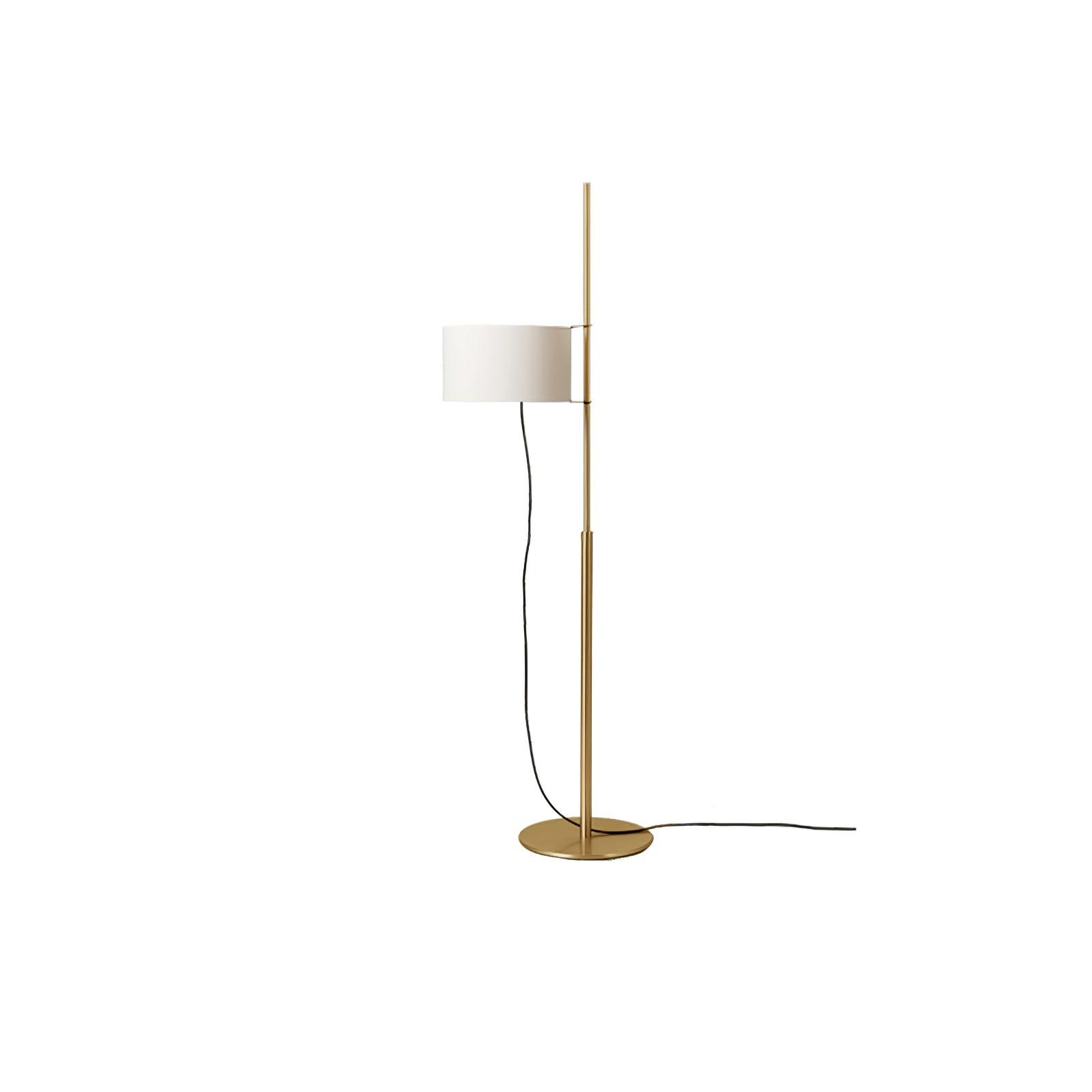 Modern Slim Silhouette Floor Lamp with Geometric Wood Base and White Fabric Shade